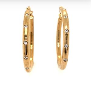 Brand New!! Dazzle & Co 1 Inch Gold Hoop Earrings with Crystals